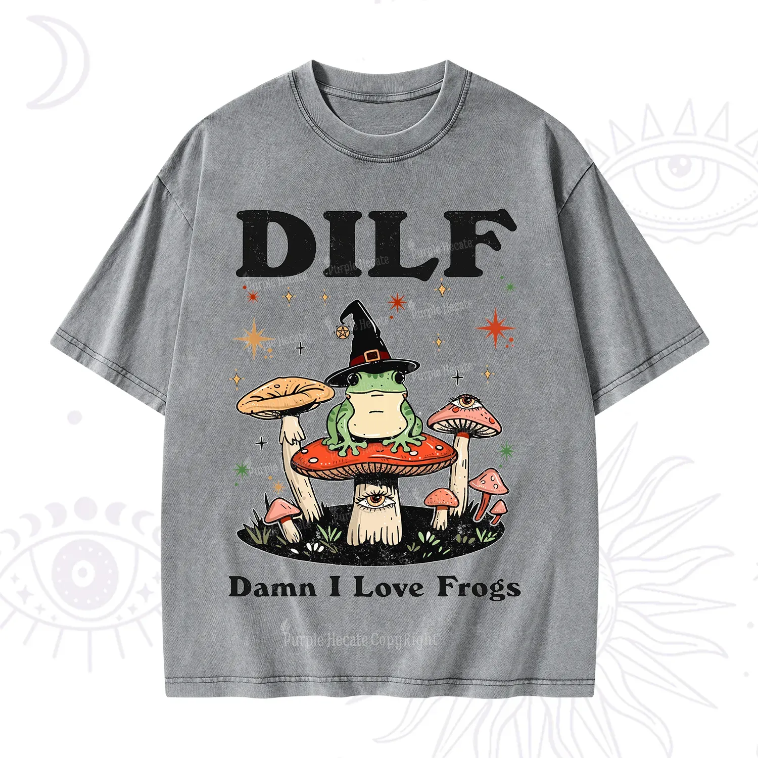 Purplehecate Dilf Damn I Love Frogs Washed T-Shirt