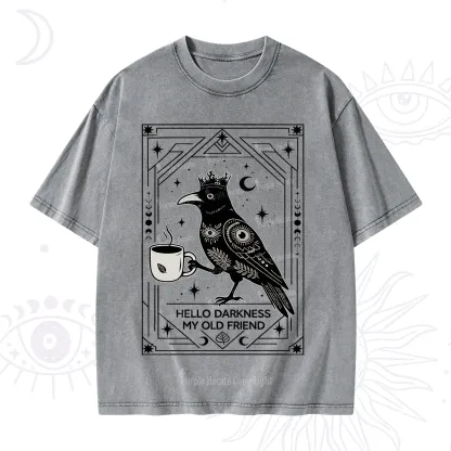 Purplehecate Hello Darkness My Old Friend Crow Washed T-Shirt