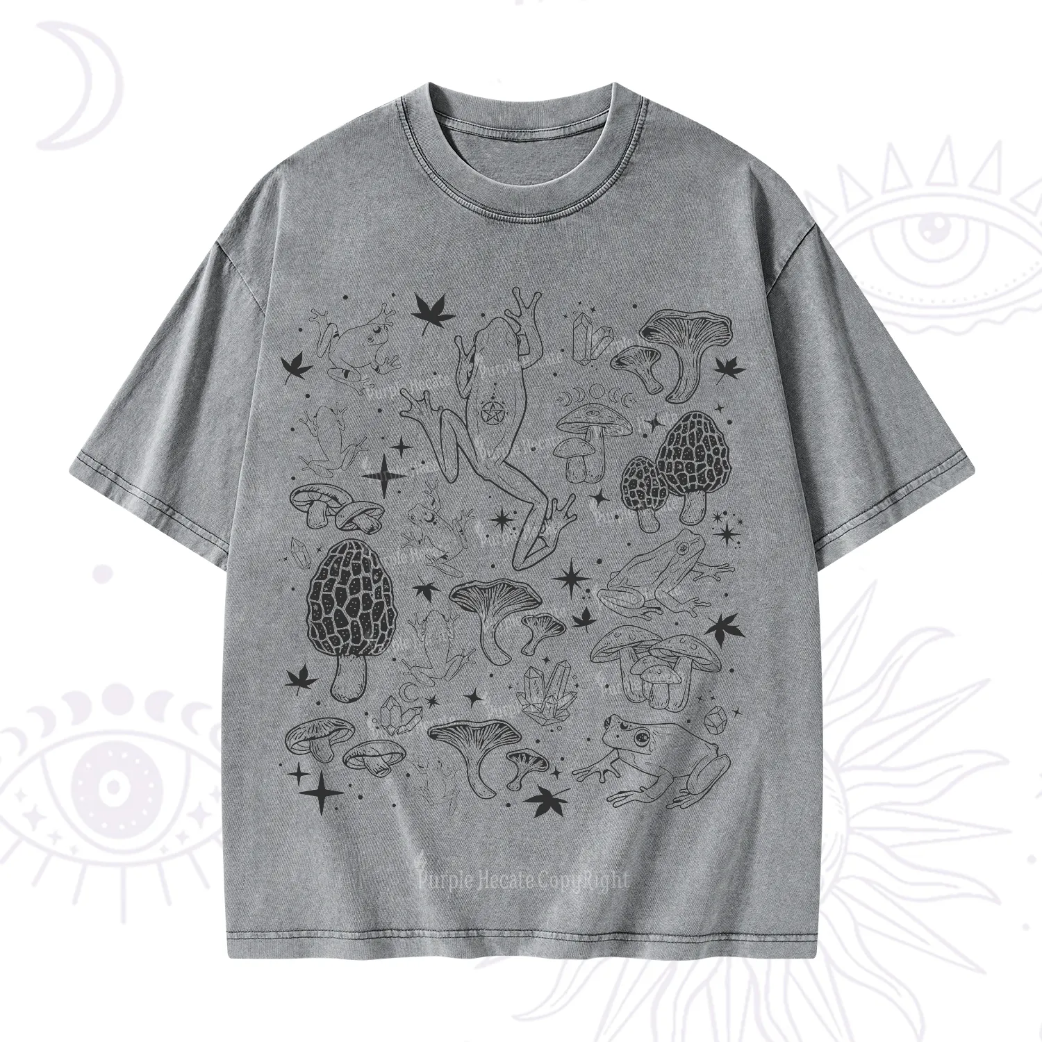 Purplehecate Frog and Mushroom Washed T-Shirt