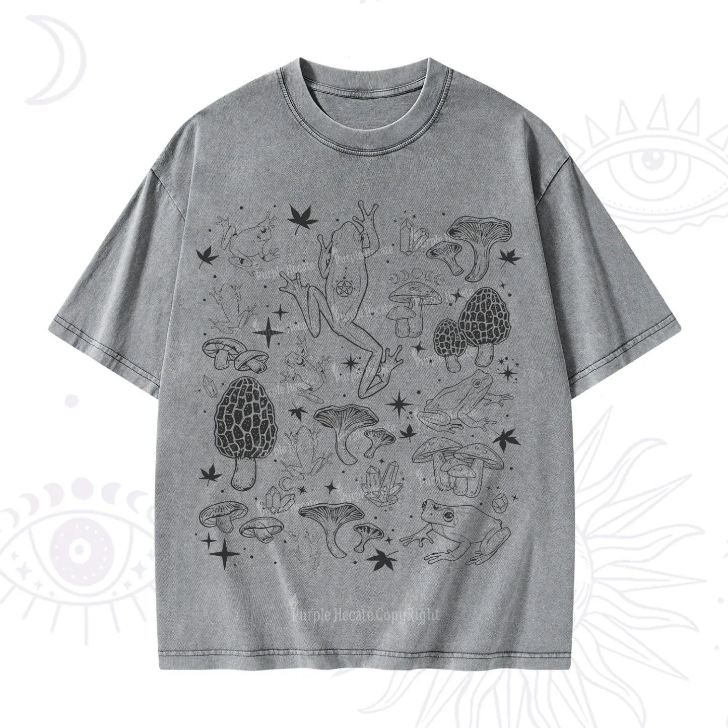 Purplehecate Frog and Mushroom Washed T-Shirt