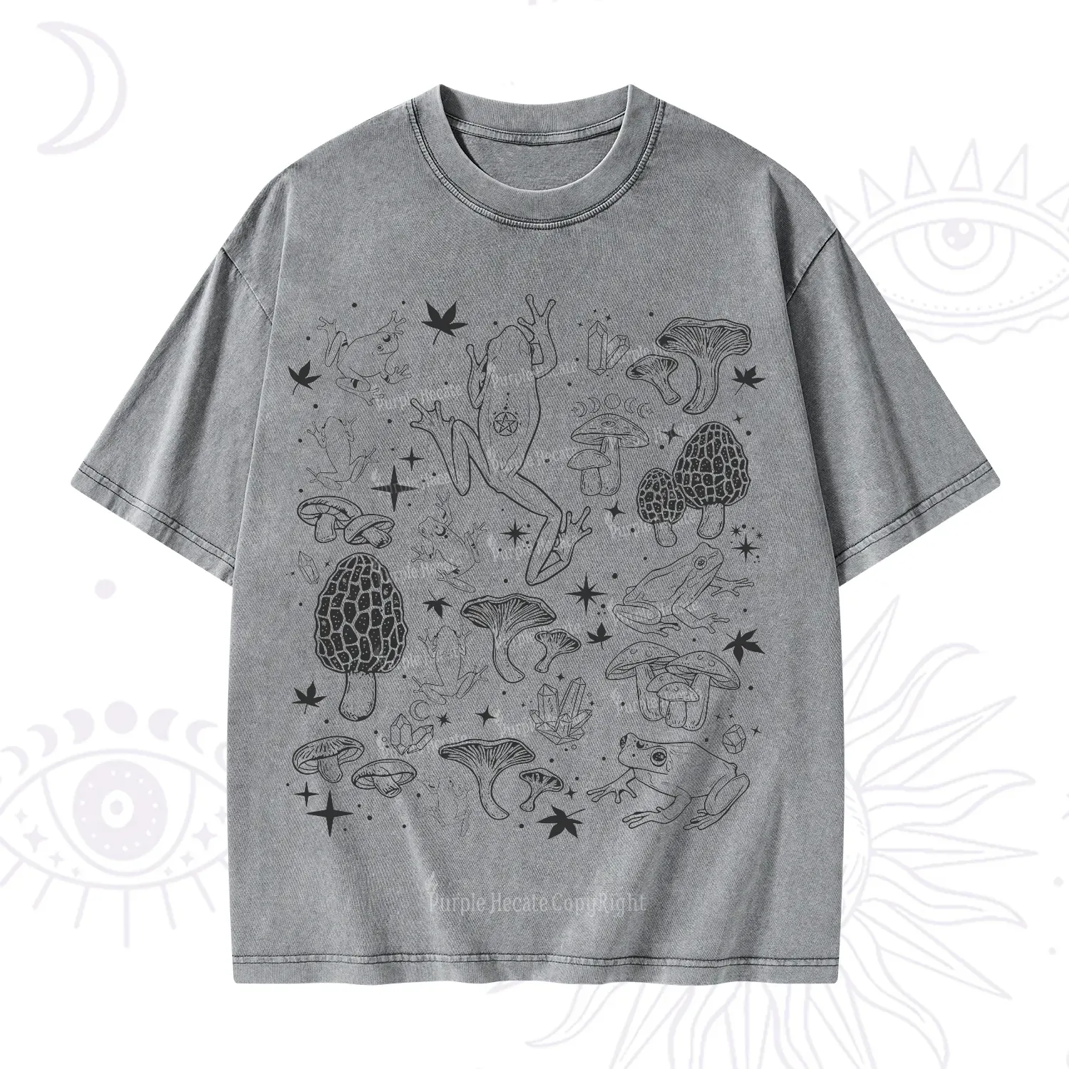 Purplehecate Frog and Mushroom Washed T-Shirt