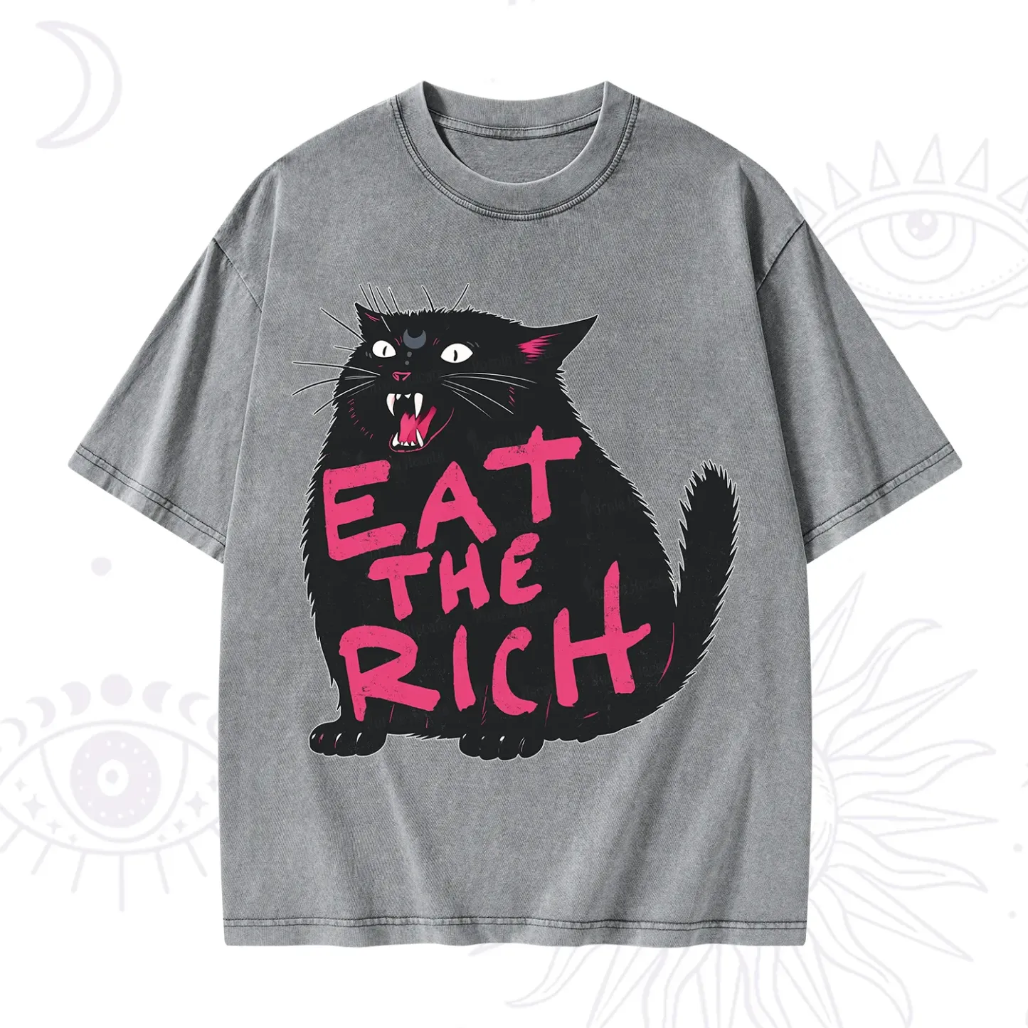 Purplehecate Eat The Rich Cat Washed T-Shirt