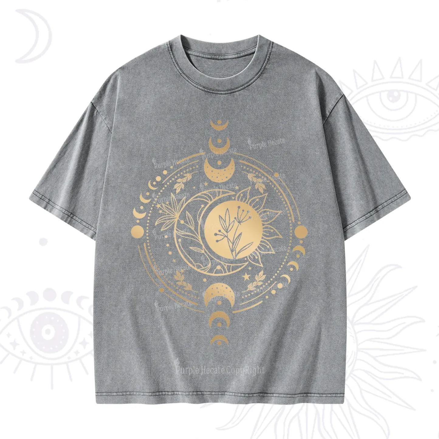 Purplehecate Mystic Moon And Sun Washed T-Shirt