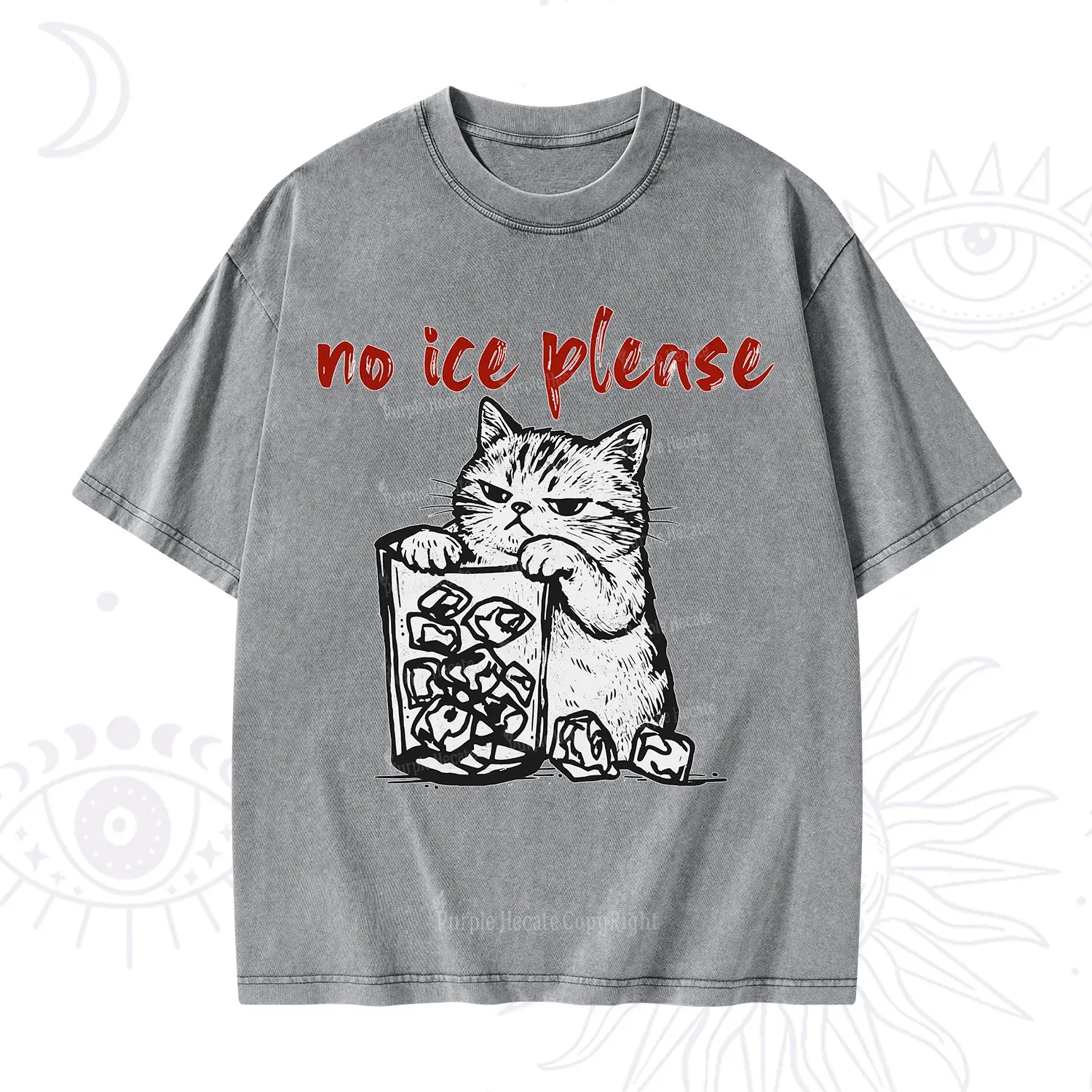 Purplehecate No Ice Please Cat Washed T-Shirt
