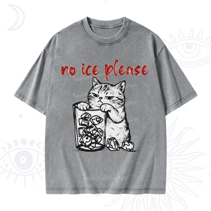Purplehecate No Ice Please Cat Washed T-Shirt