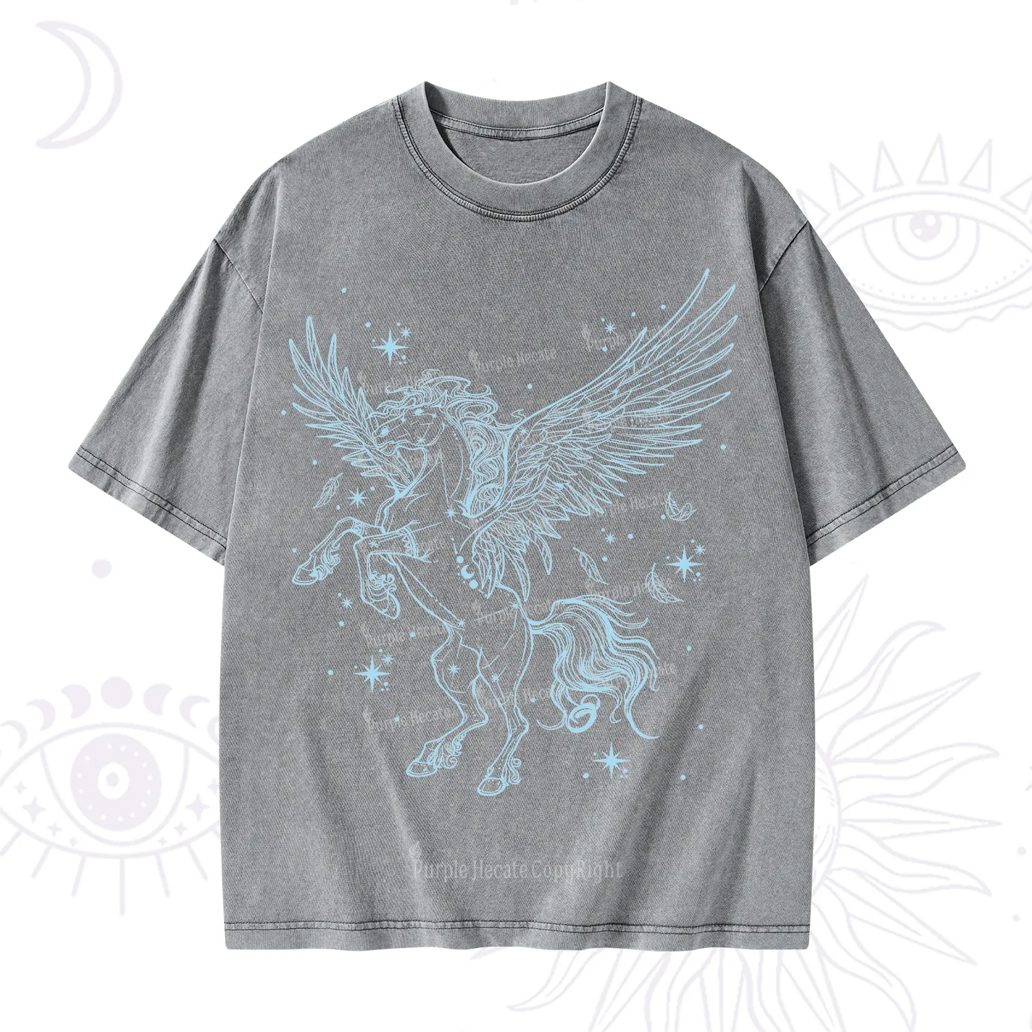Purplehecate Celestial Pegasus Washed T-Shirt