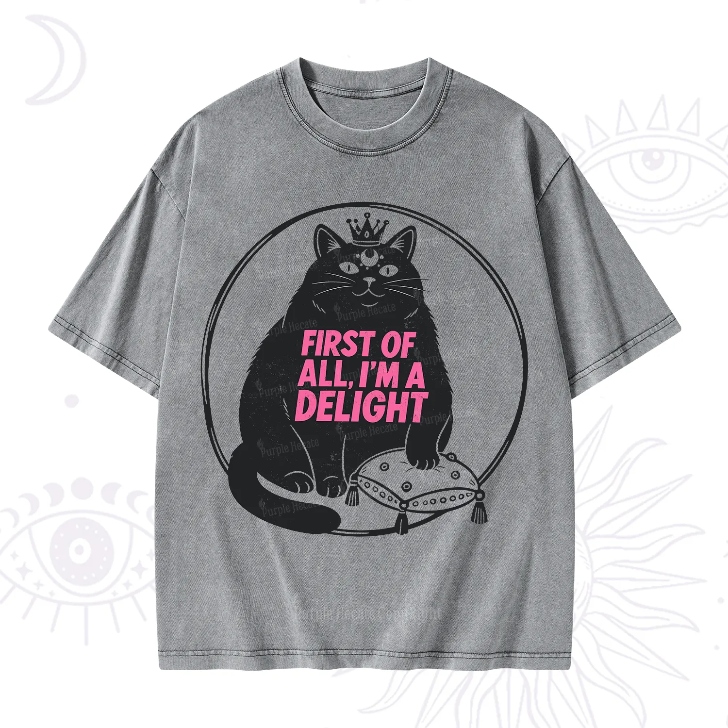 Purplehecate Black Cat First Of All I'm A Delight Washed T-Shirt