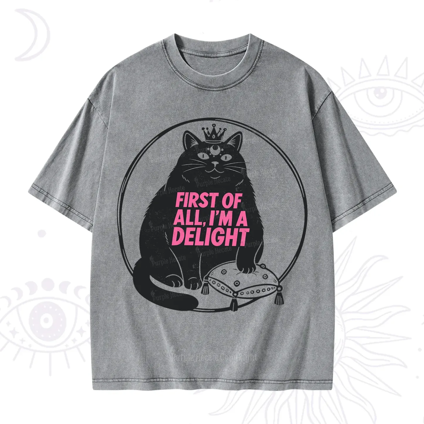 Purplehecate Black Cat First Of All I'm A Delight Washed T-Shirt