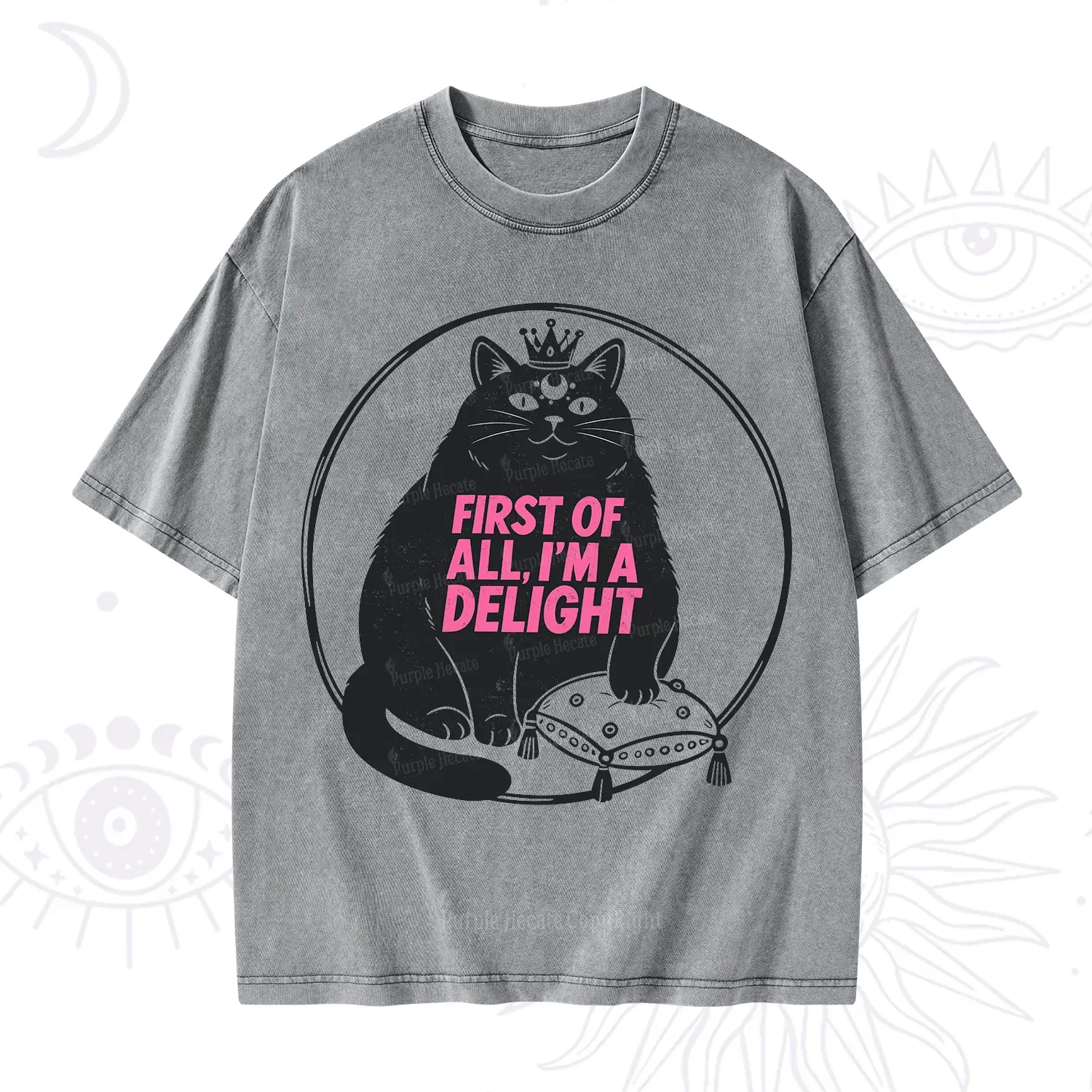 Purplehecate Black Cat First Of All I'm A Delight Washed T-Shirt
