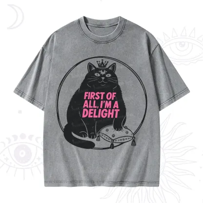 Purplehecate Black Cat First Of All I'm A Delight Washed T-Shirt