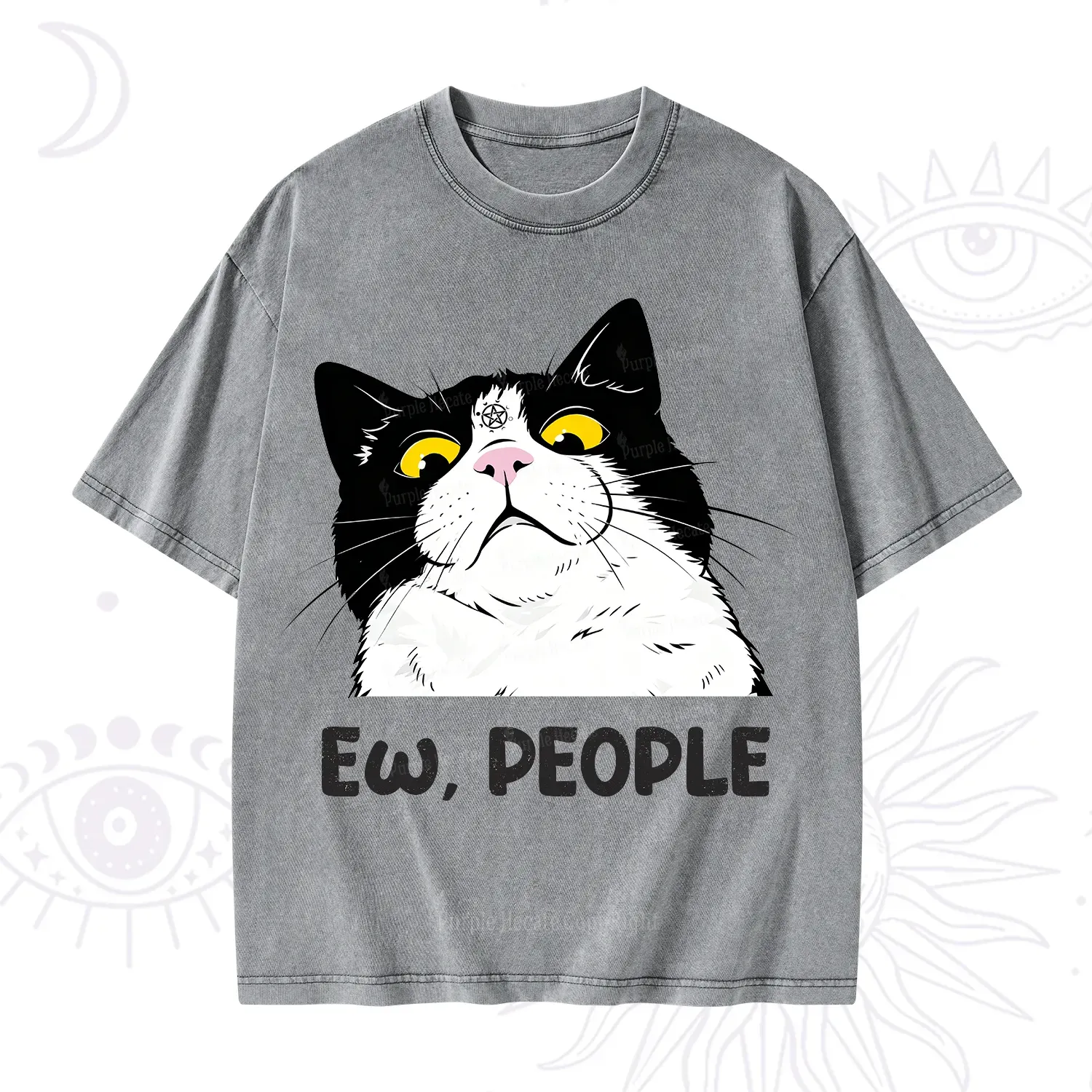 Purplehecate Ew People Cat Washed T-Shirt