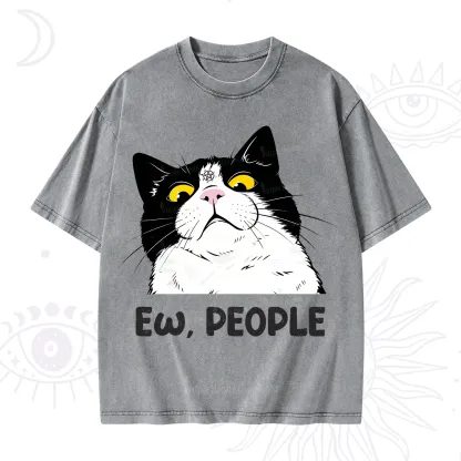Purplehecate Ew People Cat Washed T-Shirt