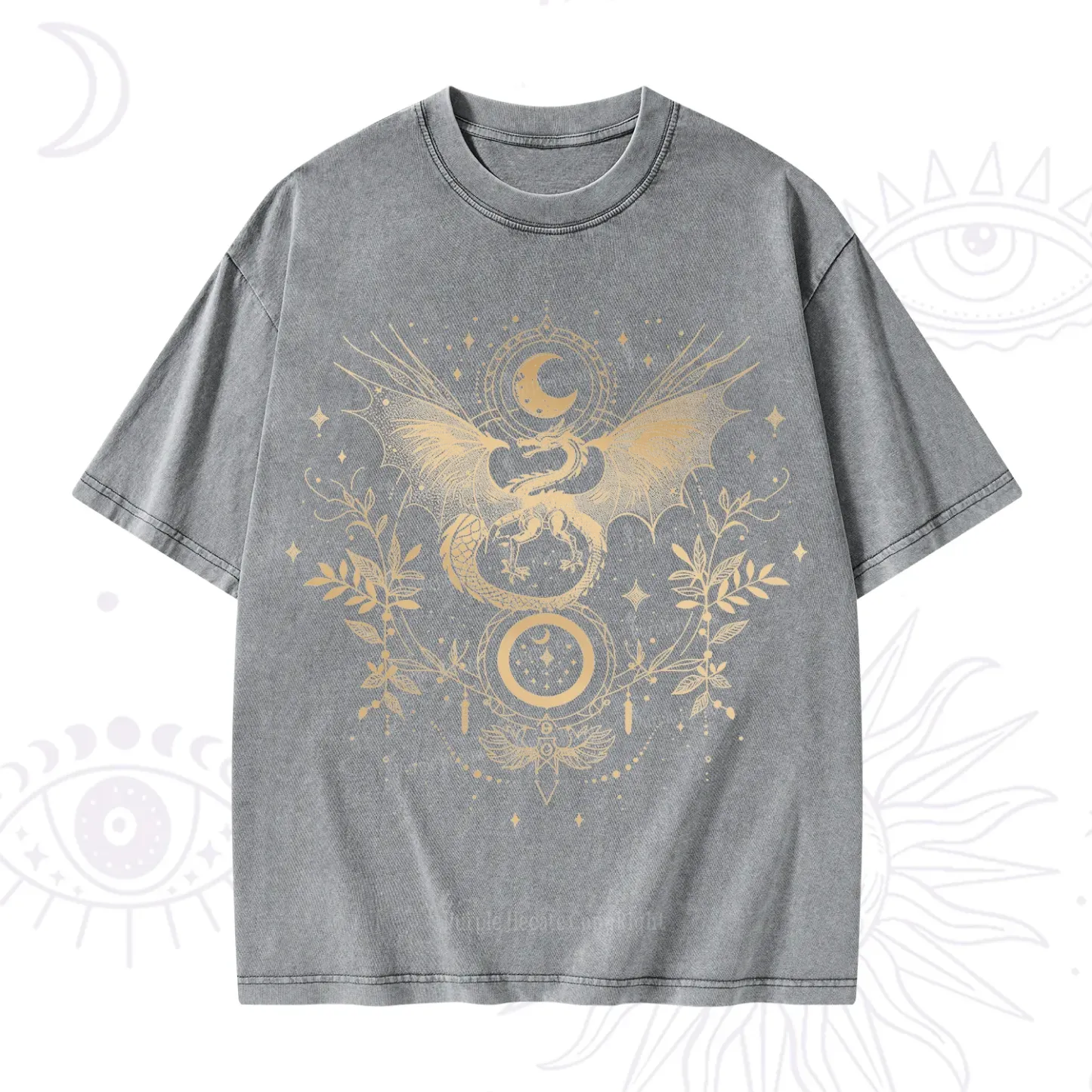Purplehecate Celestial Dragon Moon Phase Washed T-Shirt