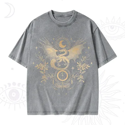 Purplehecate Celestial Dragon Moon Phase Washed T-Shirt