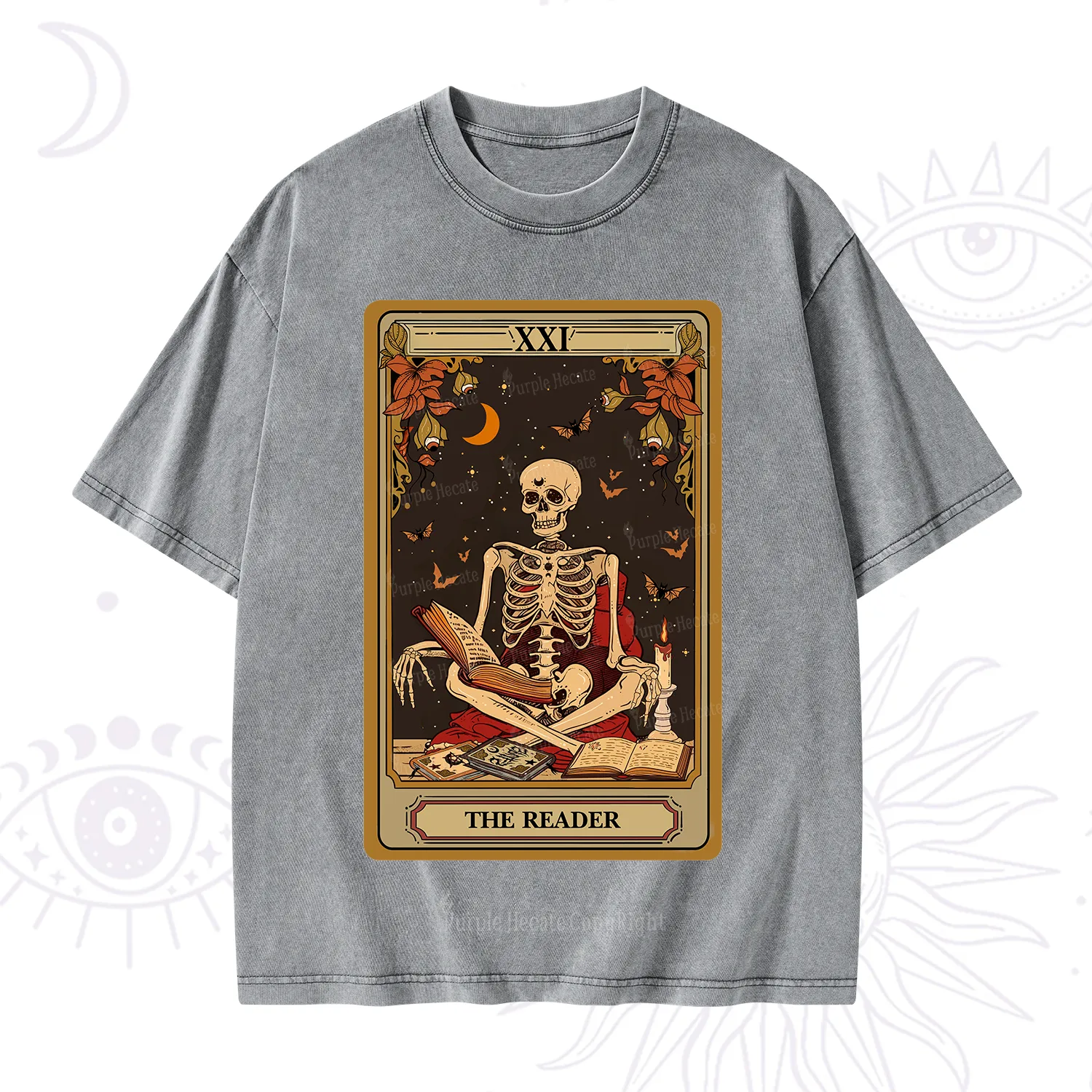 Purplehecate The Reader Tarot Card Washed T-Shirt
