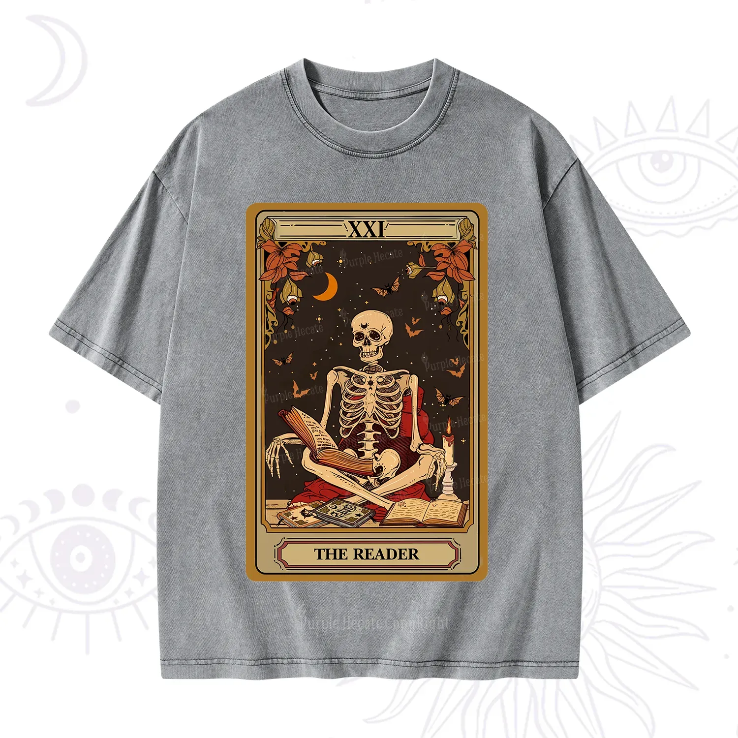 Purplehecate The Reader Tarot Card Washed T-Shirt