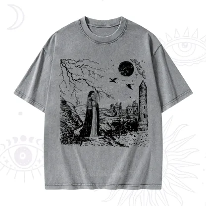 Purplehecate Black Moon Witch Spell Casting Washed T-Shirt