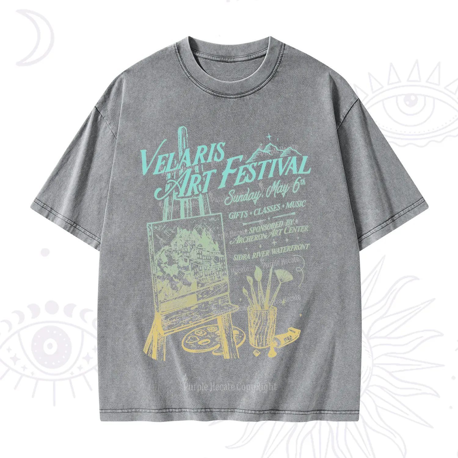 Purplehecate Starlight Court Art Show Washed T-Shirt