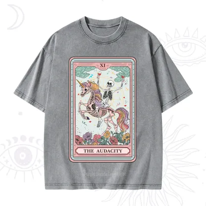 Purplehecate The Funny Skeleton Audacity Tarot Washed T-Shirt