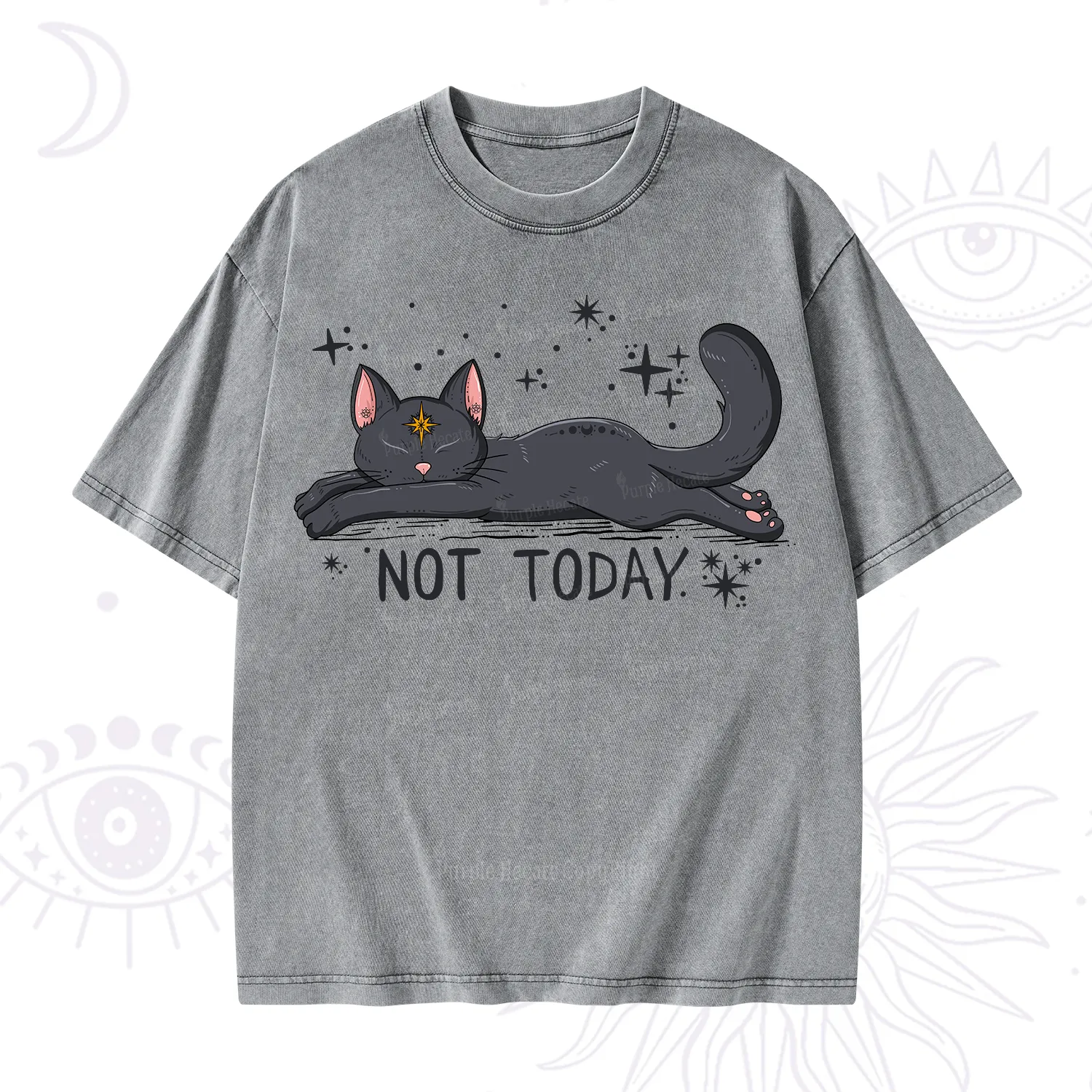 Purplehecate Not Today Cat Washed T-Shirt