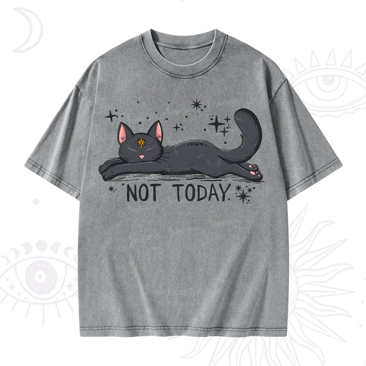 Purplehecate Not Today Cat Washed T-Shirt