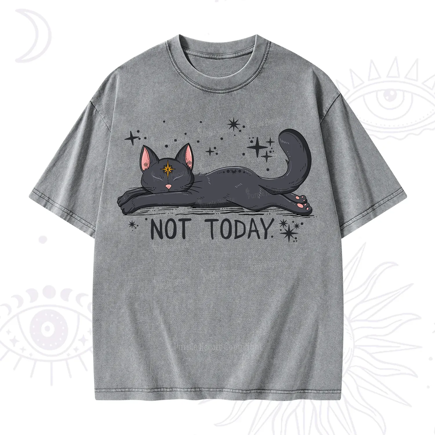 Purplehecate Not Today Cat Washed T-Shirt