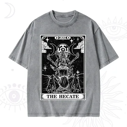 Purplehecate The Dark Moon Goddess Hecate Tarot Washed T-Shirt