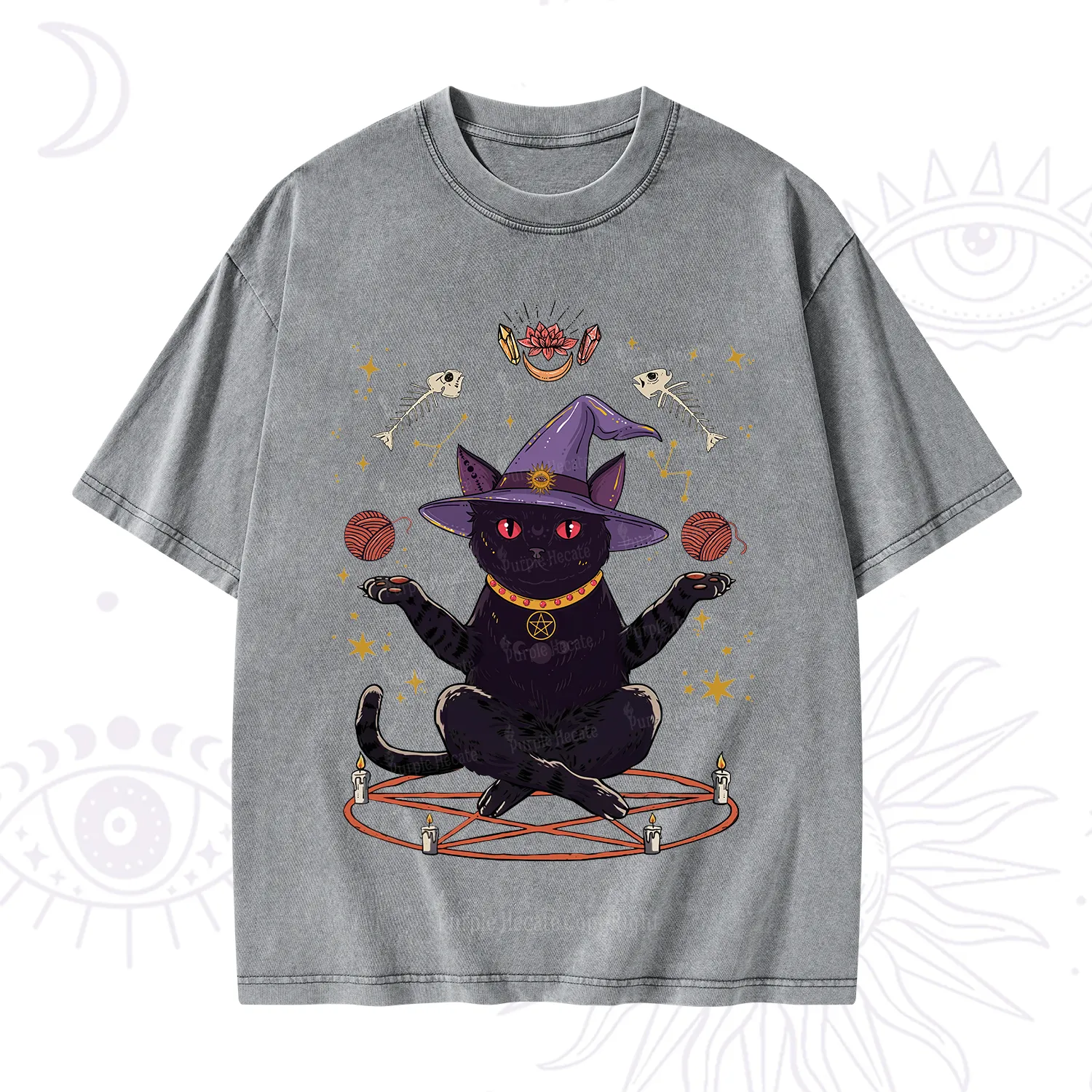 Purplehecate Meowitch Rituals Washed T-Shirt