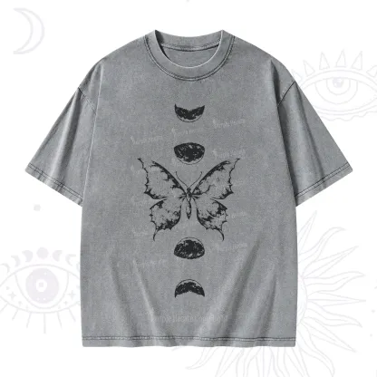 Purplehecate Lunar Butterfly Phases Washed T-Shirt