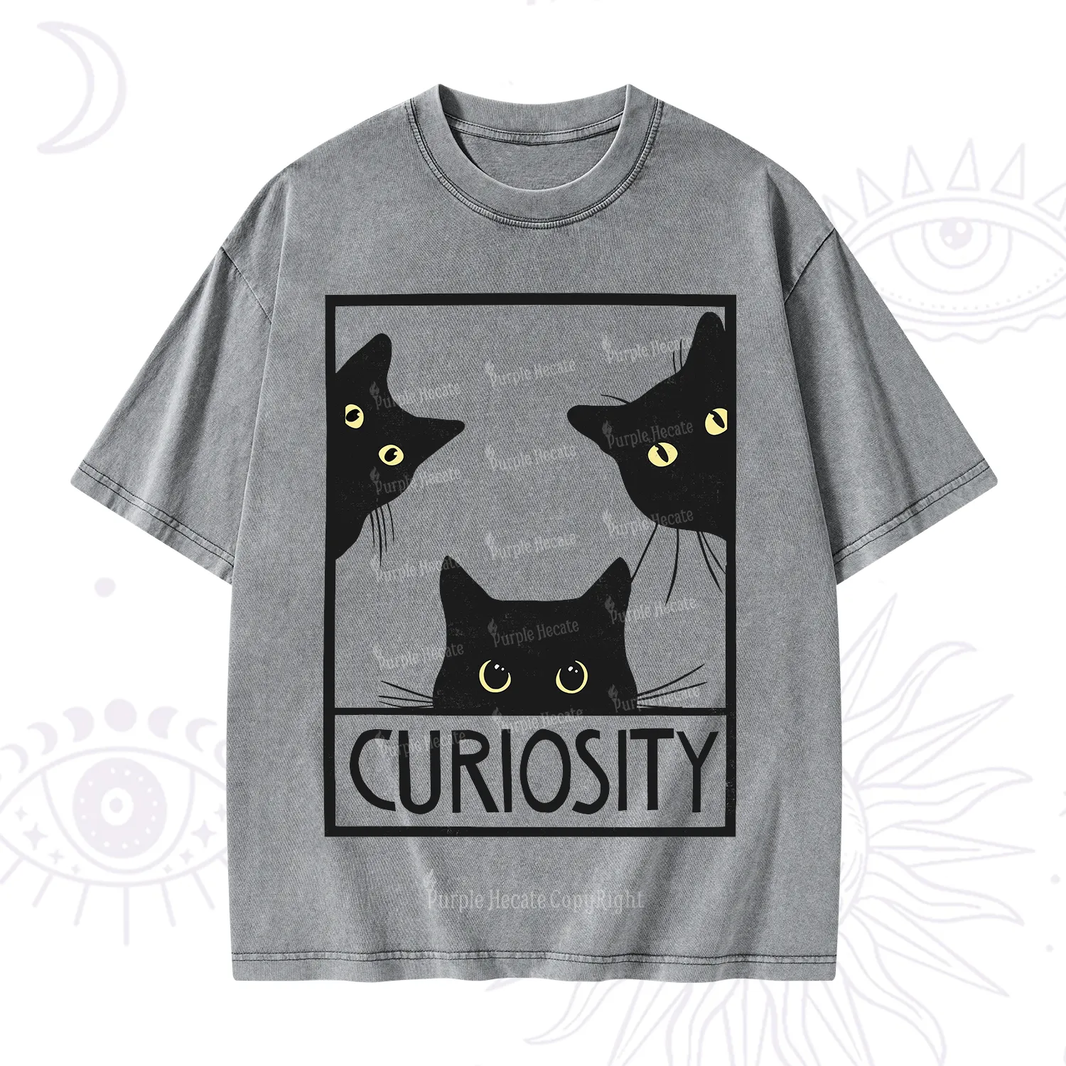 Purplehecate Curiosity Cat Washed T-Shirt