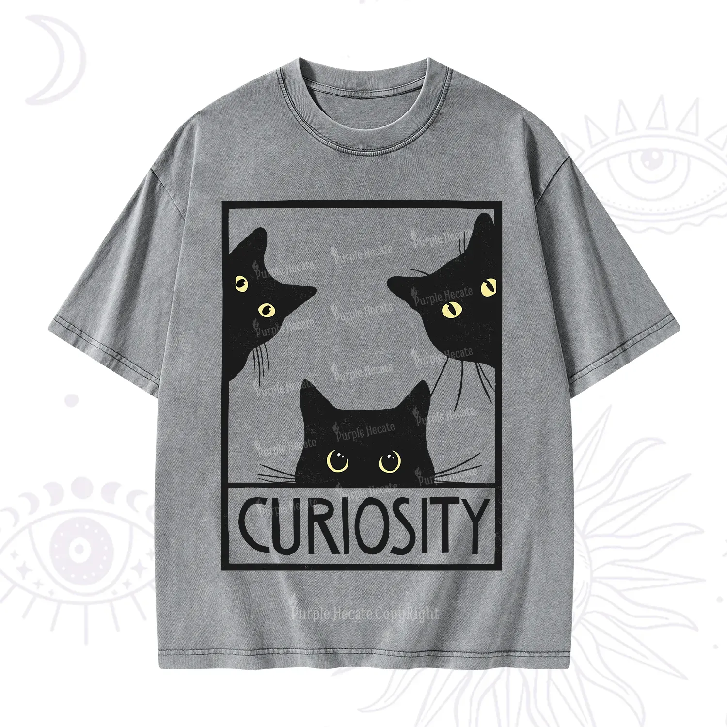 Purplehecate Curiosity Cat Washed T-Shirt