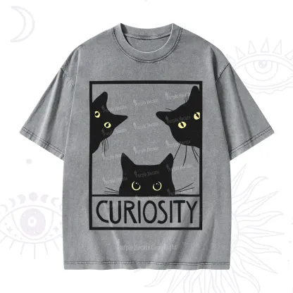 Purplehecate Curiosity Cat Washed T-Shirt