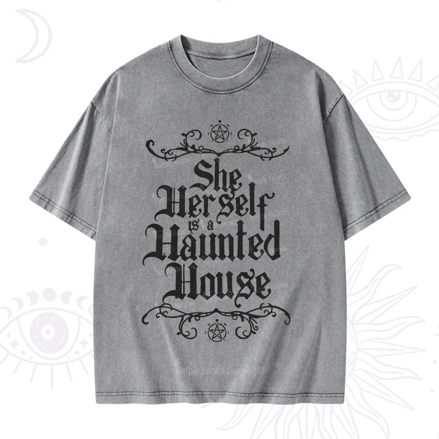 Purplehecate She Herself is a Haunted House Washed T-Shirt