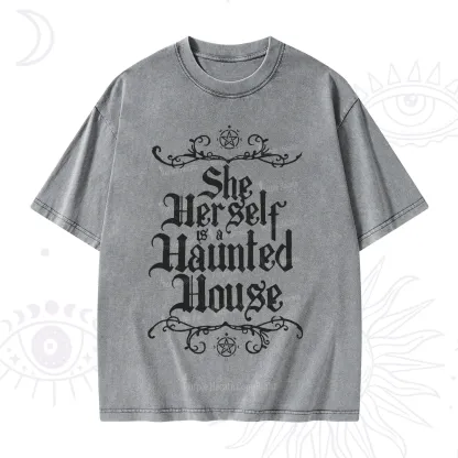 Purplehecate She Herself is a Haunted House Washed T-Shirt