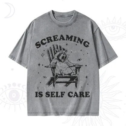 Purplehecate Screaming is Self Care Washed T-Shirt
