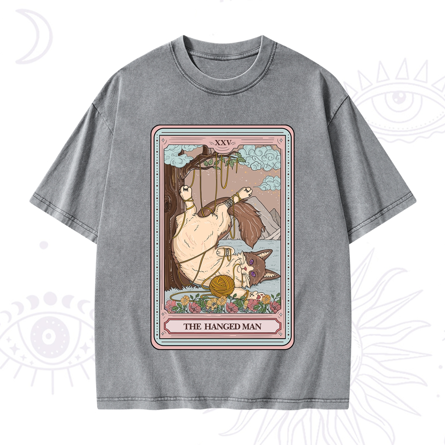 Purplehecate The Hanged Man Tarot Cat Washed T-Shirt