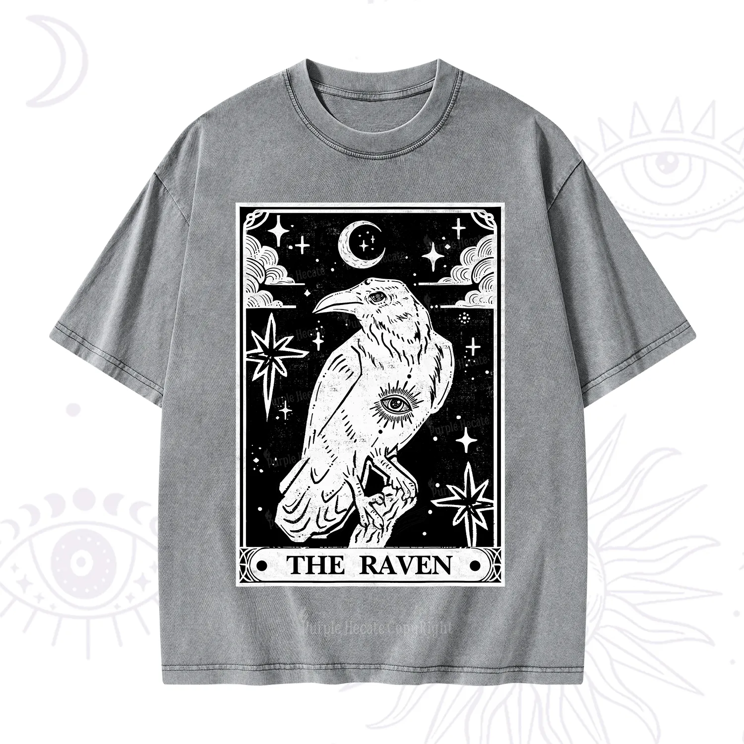 Purplehecate The Raven Tarot Washed T-Shirt