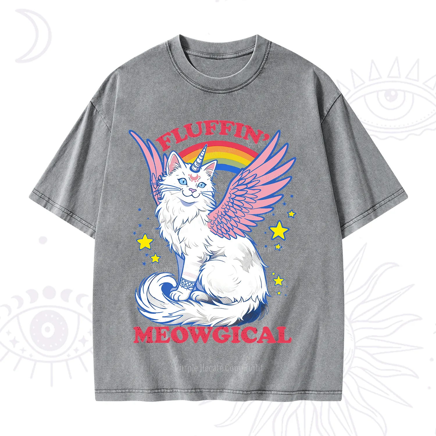Purplehecate Fluffin Meowgical Washed T-Shirt