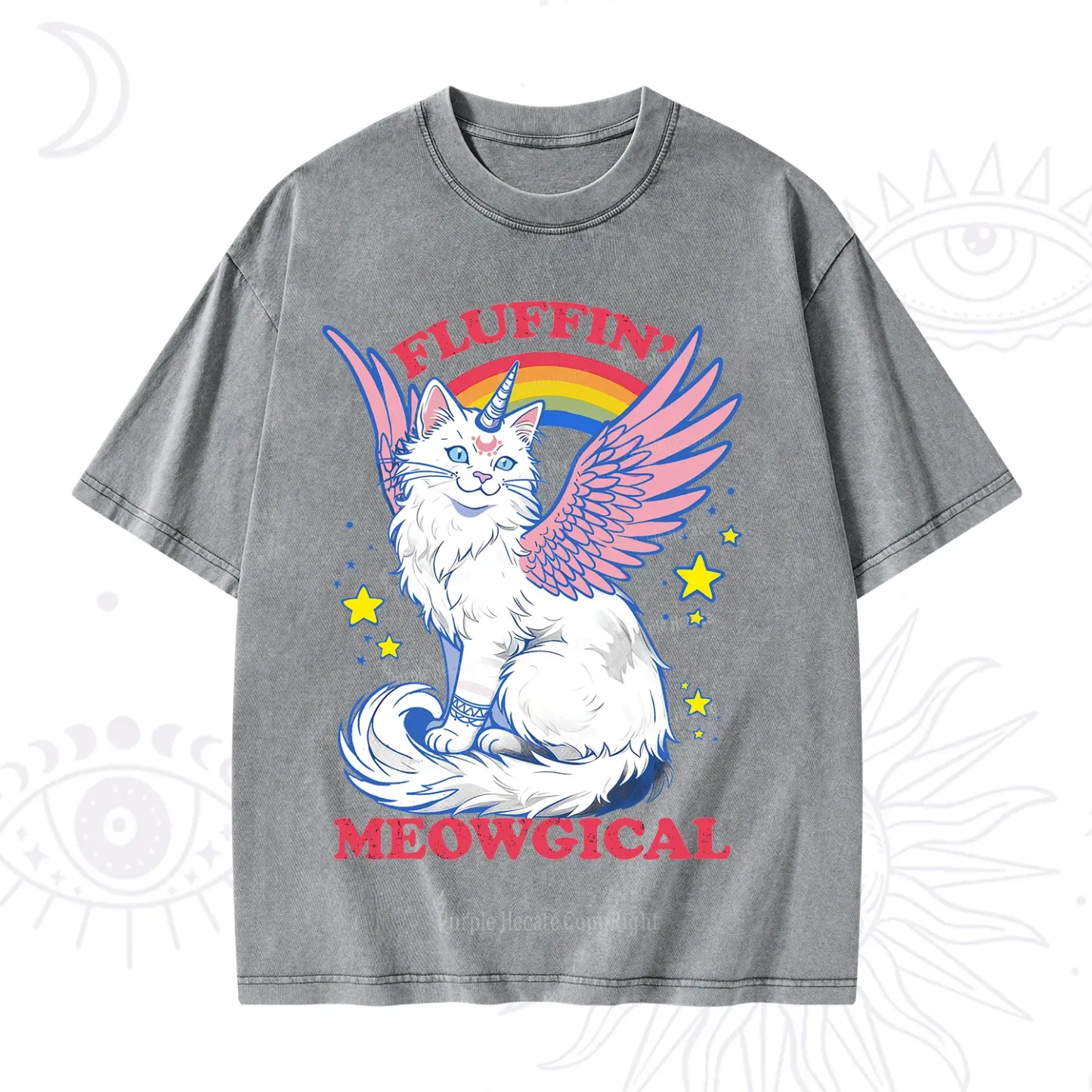 Purplehecate Fluffin Meowgical Washed T-Shirt
