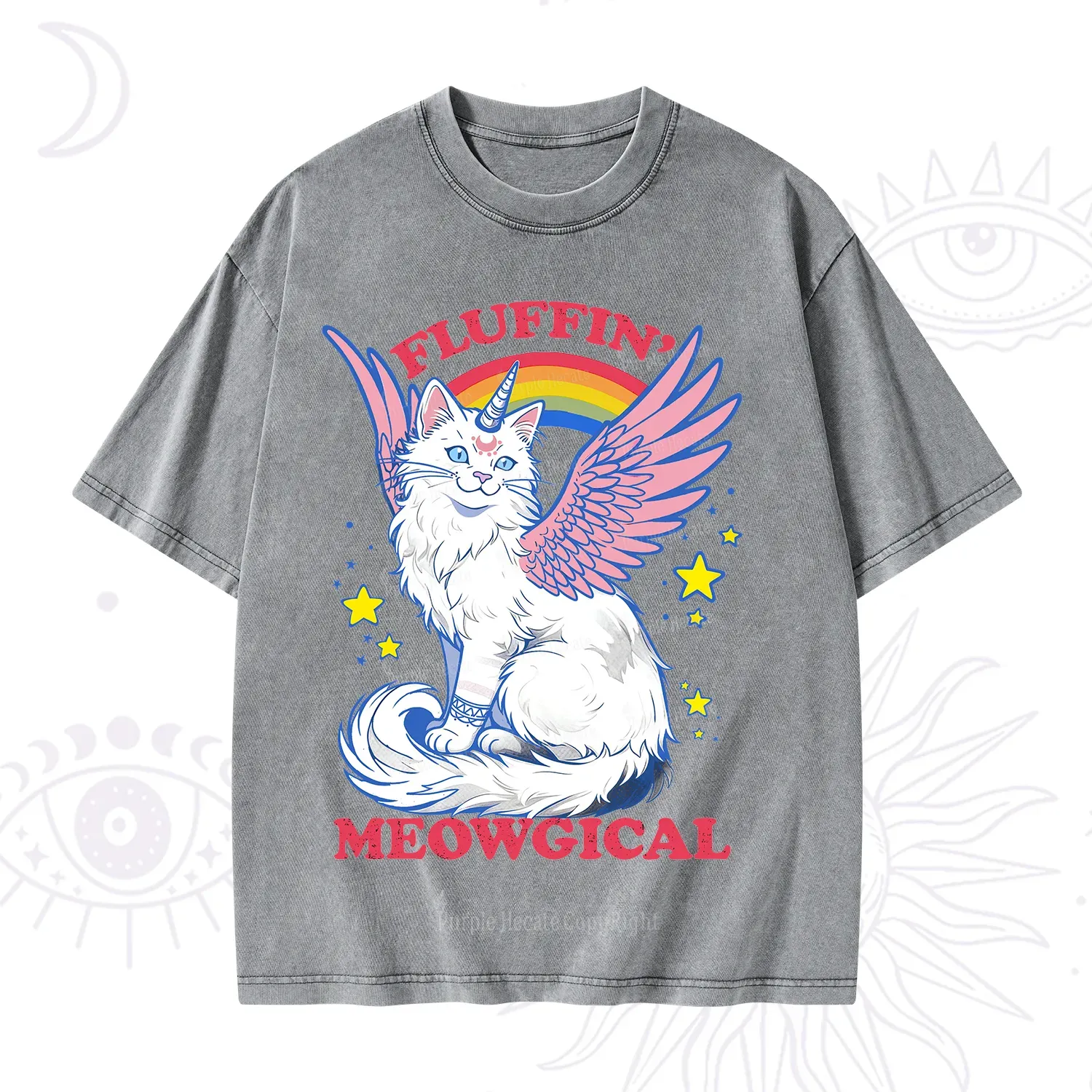 Purplehecate Fluffin Meowgical Washed T-Shirt