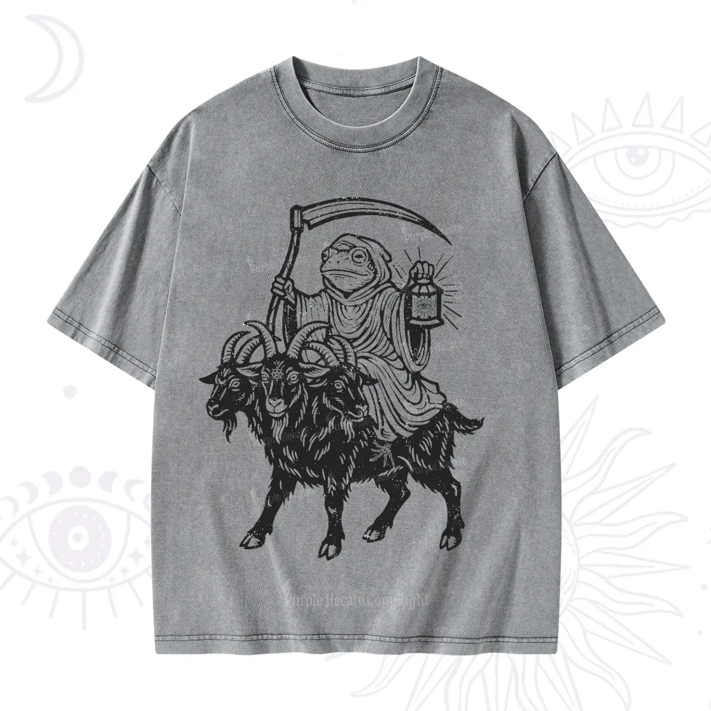 Purplehecate Death Frog Goat Rider Washed T-Shirt