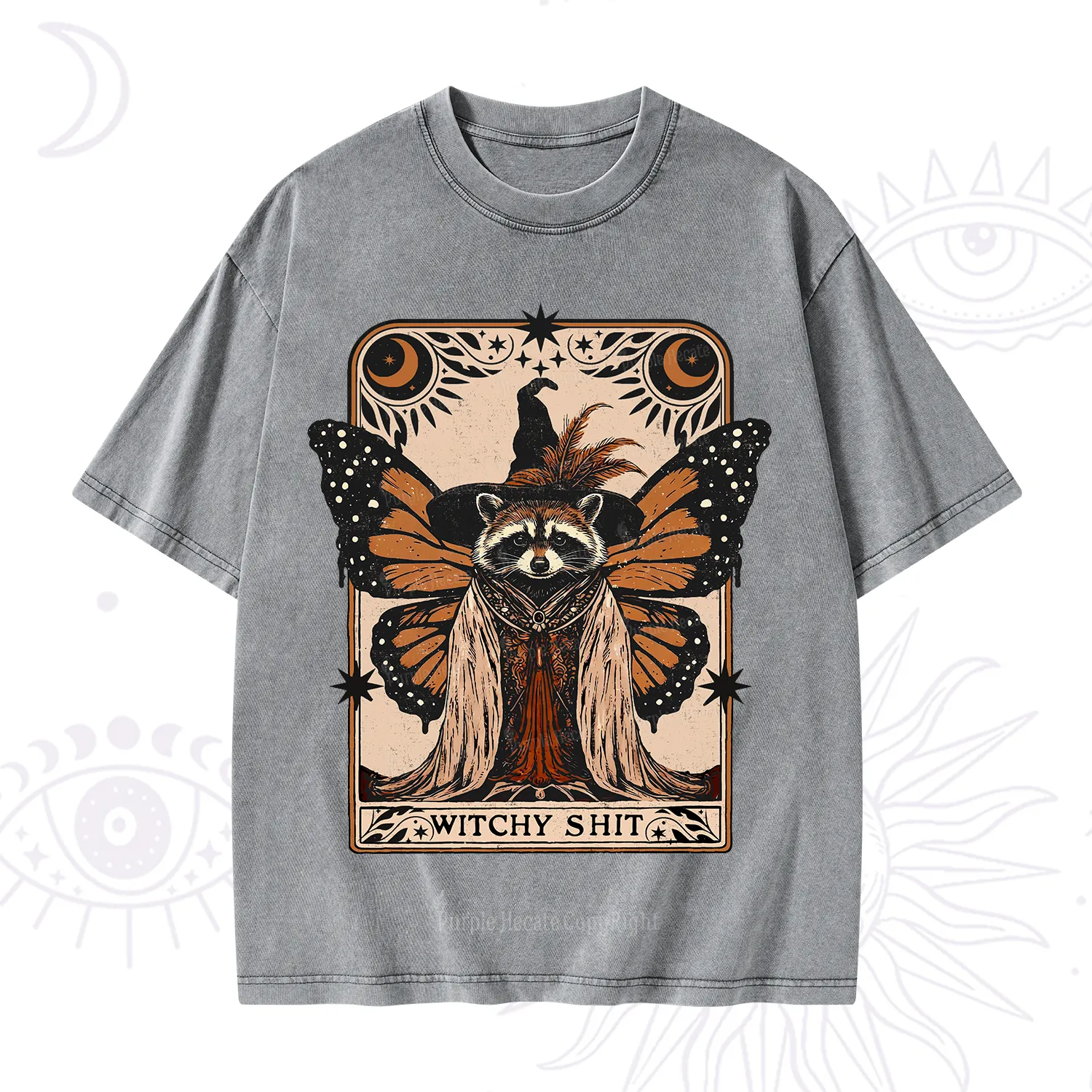 Purplehecate Witchy Shit Raccoon Washed T-Shirt
