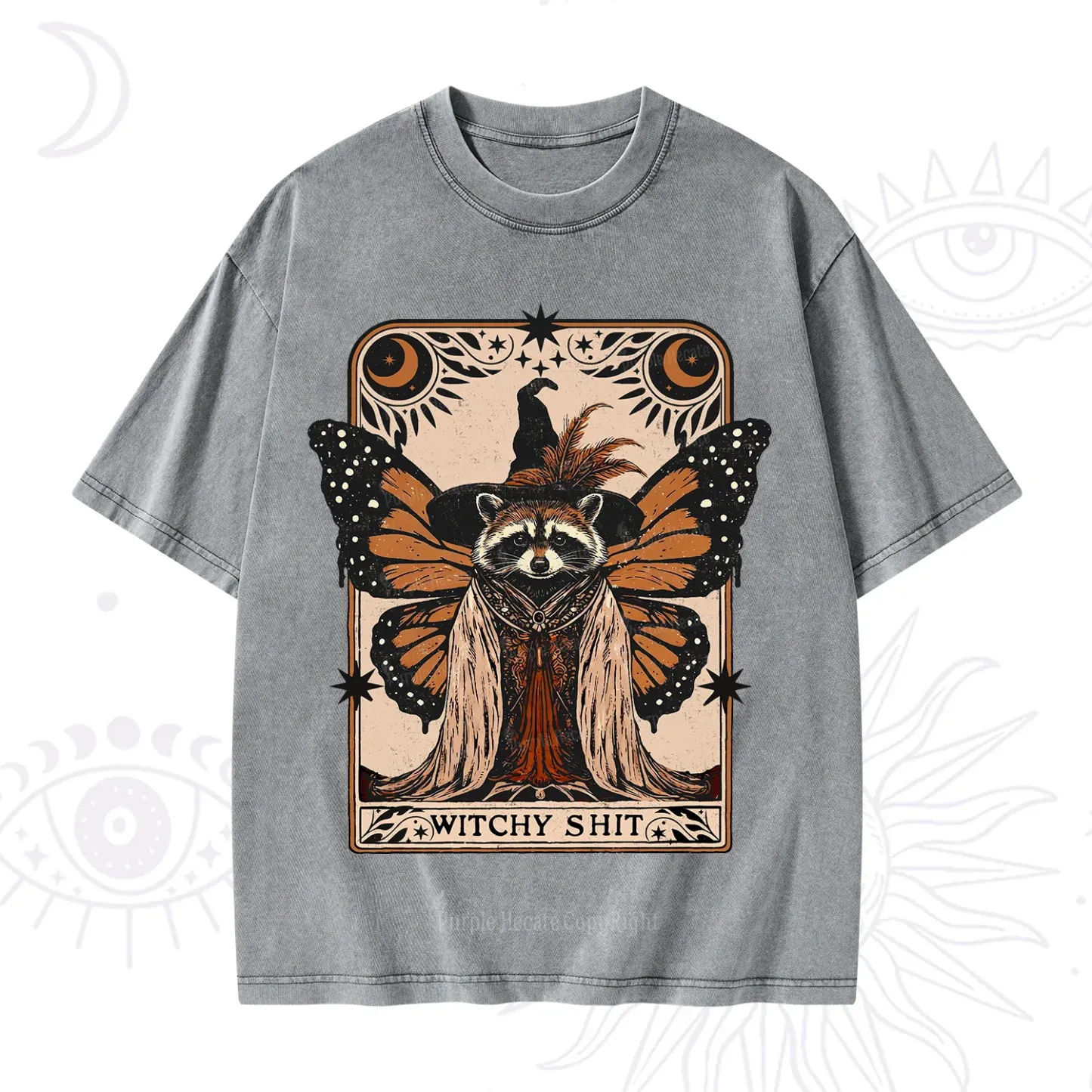 Purplehecate Witchy Shit Raccoon Washed T-Shirt