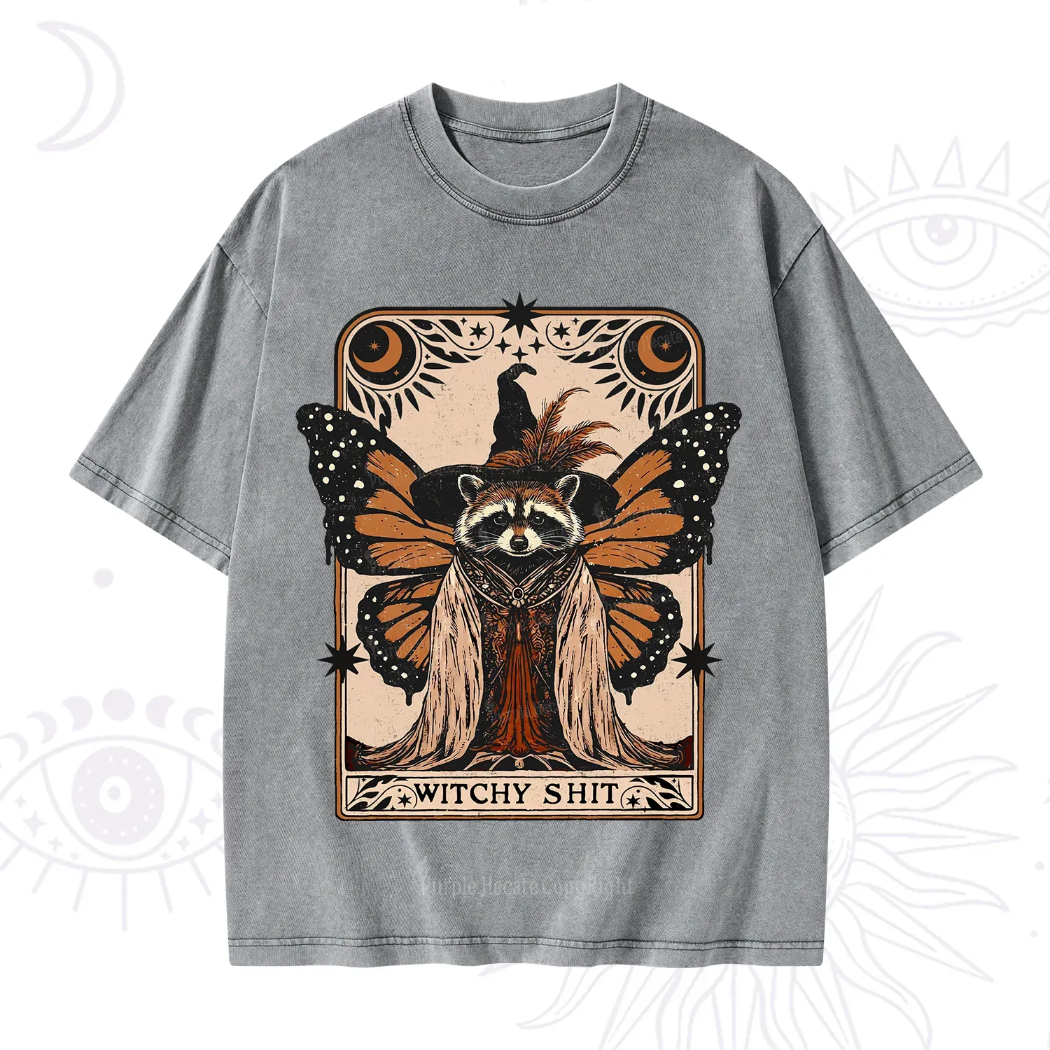 Purplehecate Witchy Shit Raccoon Washed T-Shirt