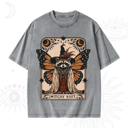 Purplehecate Witchy Shit Raccoon Washed T-Shirt
