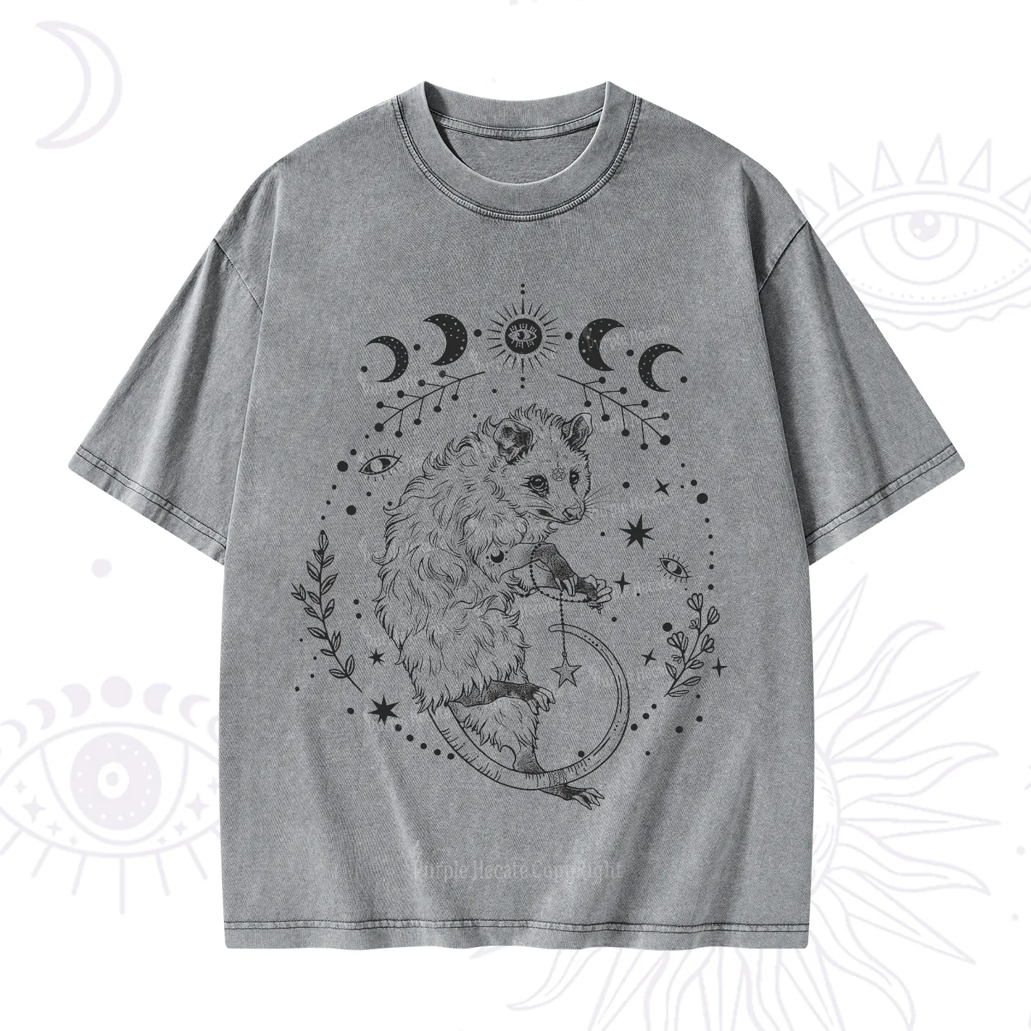 Purplehecate Lunar Magic Opossum Washed T-Shirt