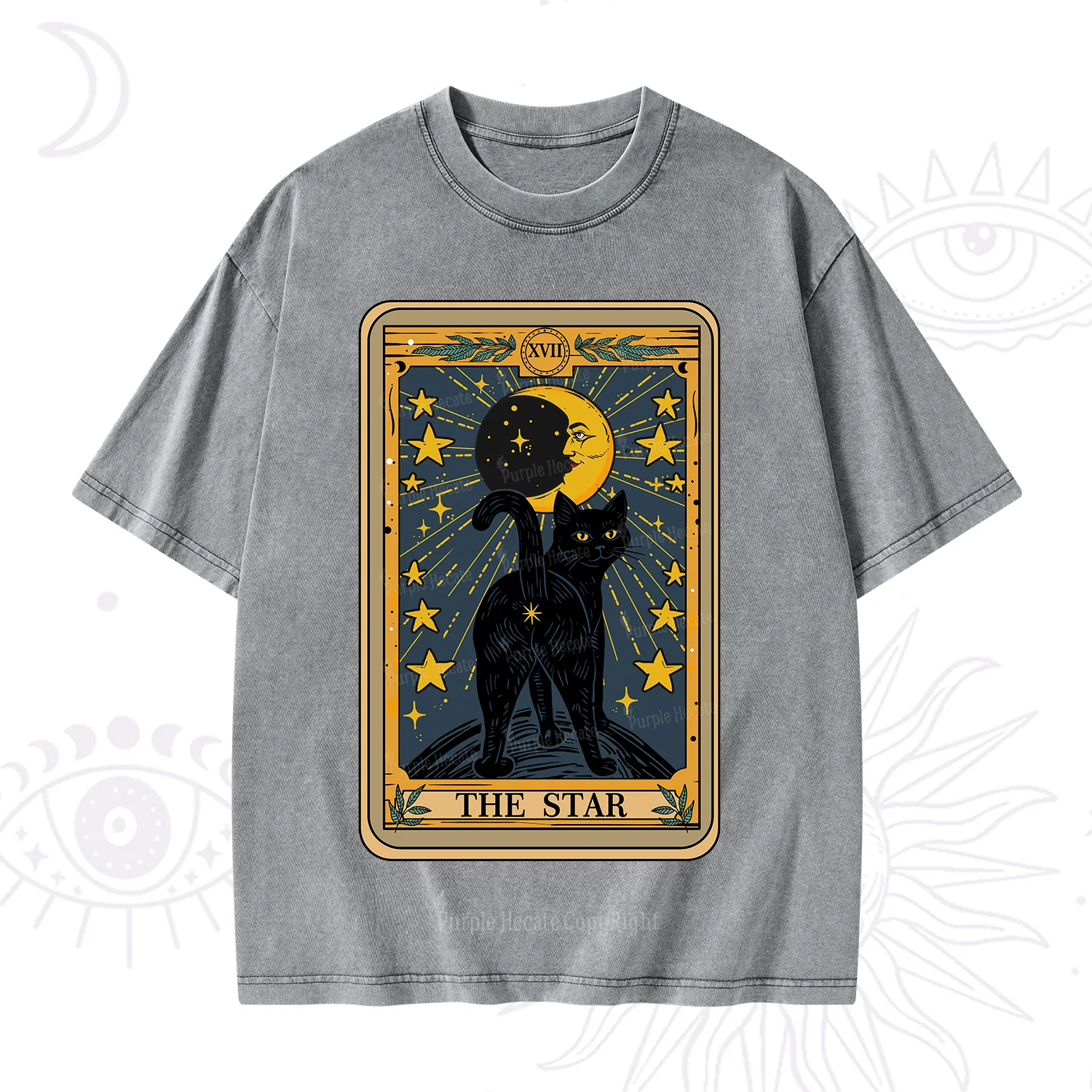 Purplehecate The Star Tarot Cat Washed T-Shirt