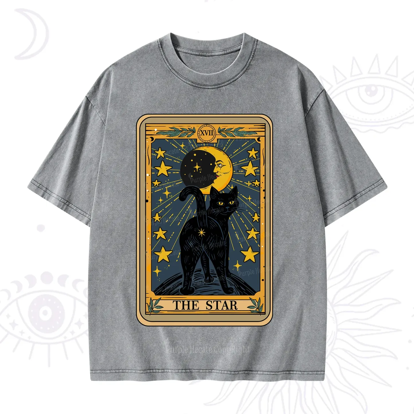 Purplehecate The Star Tarot Cat Washed T-Shirt