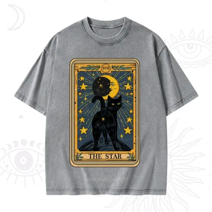 Purplehecate The Star Tarot Cat Washed T-Shirt