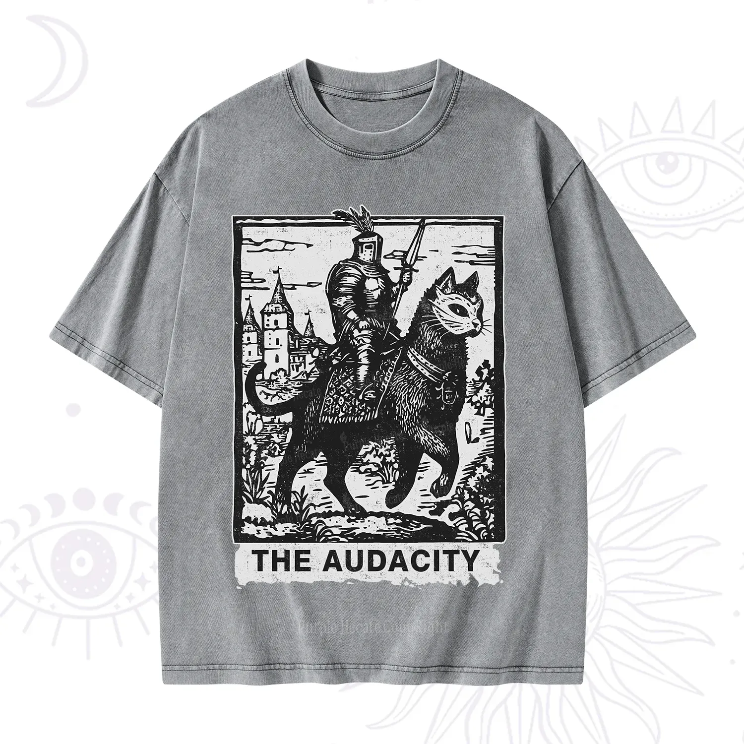 Purplehecate The Audacity Knight Cat Washed T-Shirt
